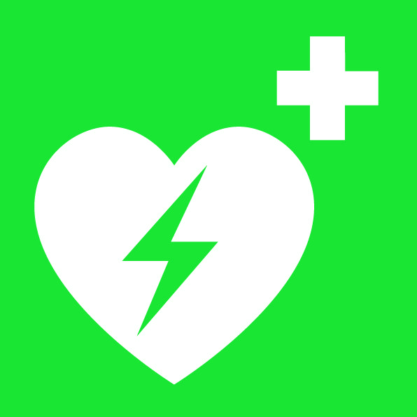 Grünes Defibrillator-Symbol (AED)