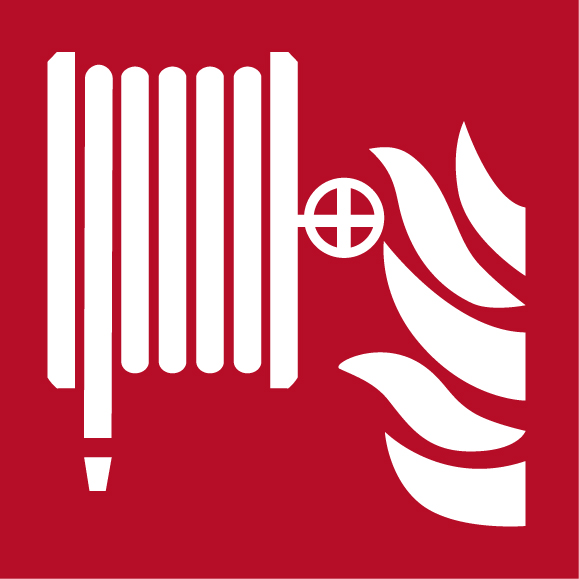 Rotes Löschschlauch-Symbol für Wandhydranten